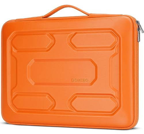 DOMISO 15.6 inch Laptop Sleeve with Handle Shockproof Waterproof EVA Protective Case for 15.6 Yoga 720 IdeaPad 310 320 ThinkPad T570/16 ThinkPad T16/HP Envy 15/15.6 Notebooks, Orange