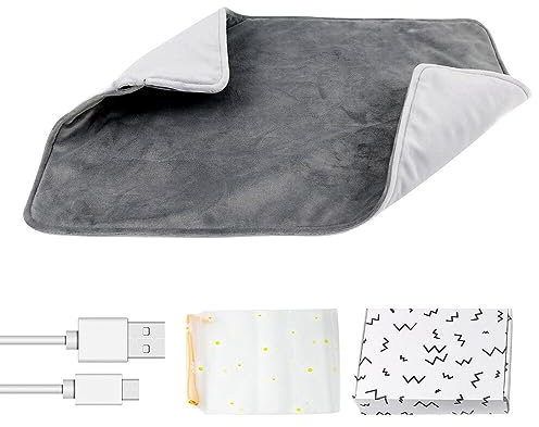 CJBIN USB Heat Pad, Fast Electric Heat Pad, Heated Blanket, Heat Pad with Storage Bag, for Period, Back Neck, Shoulder and Legs, 30x50cm, Gray