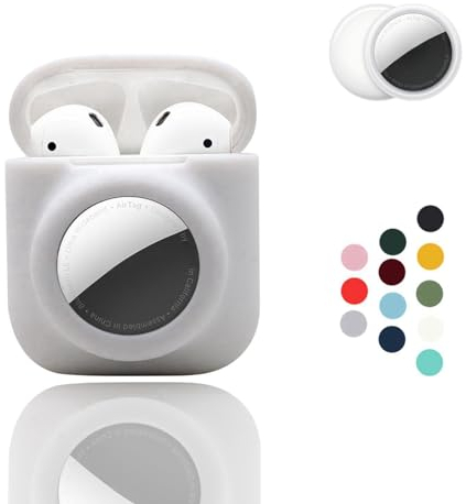 2-in-1: CAQAKA Schutzhülle für AirPods der 2. / 1. Generation und AirTag, weiche Silikon-Schutzhülle für Jungen, Mädchen, Damen, Herren, kompatibel mit AirPods der 2. / 1. Generation