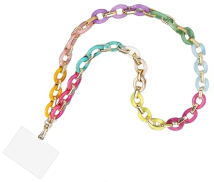 XOUDKE Universale Handykette 2 Stück, Handykette Perlen,Acryl-Handykette, Bunt kompatibel mit meisten Smartphones Necklace- Kette zum umhängen in Rainbow, braune Farbe