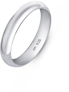 Amberta Fede Nuziale in Argento Sterling 925 per Donna e Uomo, Anello Matrimonio Placcato Oro Giallo o Rosa | Anelli Nuziali Coppia 2 3 4 mm: Fede Argento 4 mm Misura 11
