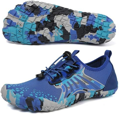 Bravover Unisex Water Shoes for Men Women with Five Toes Design Quick Dry Barefoot Aqua Shoes Ideal for Swim Pool Surf Beach Sea Activities Blue