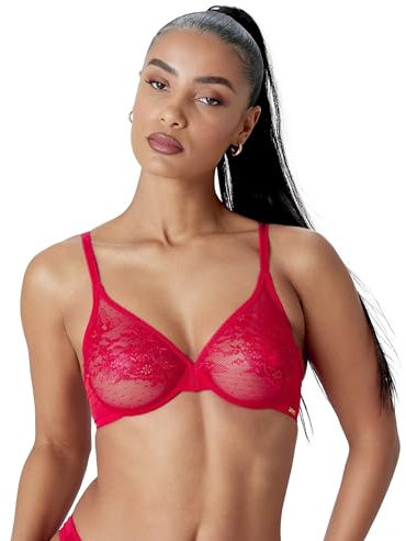 Gossard 13001 Glossies Lace Sheer Bra Chilli Red