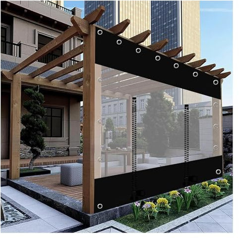 WZYJLyds Cortinas Exterior, Panel Lateral De Lona Impermeable Transparente, Cortinas De Lona PVC Clairs con Cremallera, Cortinas Laterales Pérgola Gazebo, Lona para Patio Porche Garaje