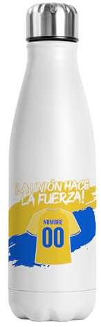 Botella Térmica Personalizada Fútbol Las Palmas | Regalo Original para Aficionados del Fútbol | Regalo Camisetas Equipos Futbol | Termo Acero Inoxidable Doble Capa 500 ml (Las Palmas)