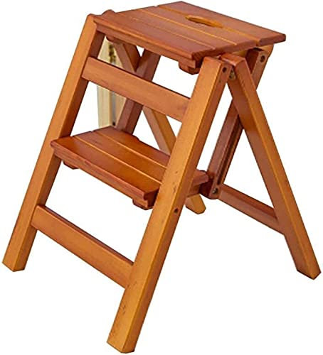 Stuhl Klappbarer Tritthocker für Erwachsene 2-Stufen-Hocker Massivholz Blumenständer Holzleitersitz Multifunktions-Kletterleiter für den Innenbereich Kleiner Hocker Tritthocker/B (A) (AR)