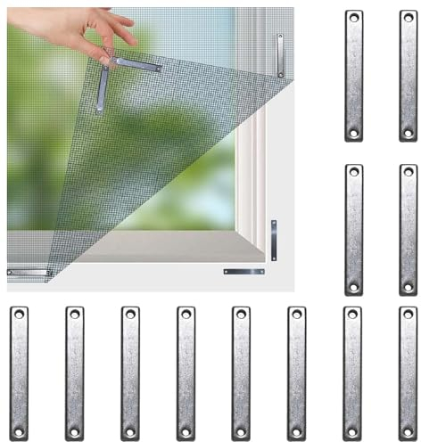 Imanes para mosquiteras, 12 unidades de clips para mosquiteras, autoadhesivos, tiras magnéticas autoadhesivas para mosquitera, protección contra insectos (A)
