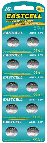 Lot de 10 piles AG13 sans mercure LR44, G13, A76, GP76A, 357, SR44W, jetables