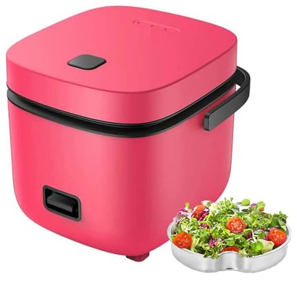 MGHRUE Cuiseurs À Riz Petit 2 Personnes, Petit Cuiseur À Riz, Mini Cuiseur À Boulettes De Riz 1,2 Litre, avec Fonction De Maintien Au Chaud,Rouge