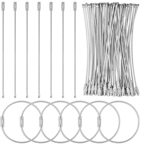 Hejo 60 Piezas Llaveros de Alambre con Aro Grande de Acero Inoxidable 15 cm, Llavero de 2 mm de Diámetro, Aptos para Viajes Deportivos, Etiquetas de Equipaje, Dijes de Juguetes y Herramientas