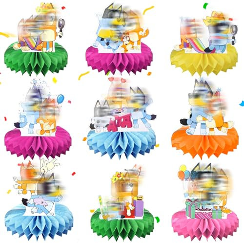 Tischdeko Geburtstag, 9 Stück Cartoon Dog Honeycomb Dekorationen Dekoration Geburtstag Tischdekoration Geburtstag Mädchen Kindergeburtstage Party Tischdeko für Geburtstag Kinder