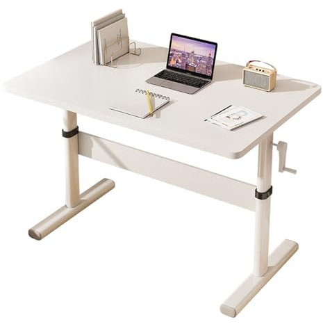 Leomix Manuell höhenverstellbarer ergonomischer Schreibtisch aus Holz, ergonomischer Home-Office-Computerarbeitsplatz, für Arbeitszimmer, Schlafzimmer,47.25in