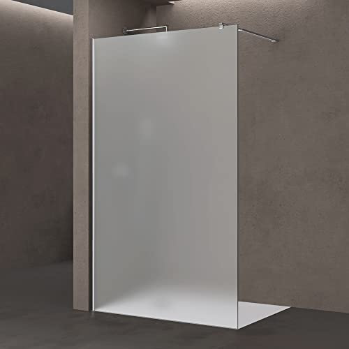 doporro Paroi de Douche à L'italienne Opaque 140cm Pare-Douche Verre de Sécurité 10mm Bremen02VS 140x200cm Profilé Chromé Stabilisateur Rectangulaire