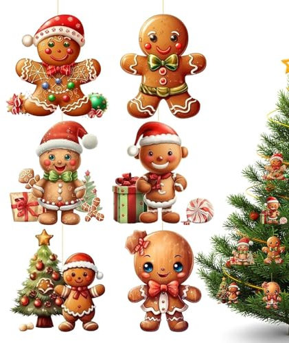 Lebkuchenmann Anhänger, 6 Stücke Lebkuchenmann Deko LebkuchenmäNnchen Weihnachtsbaum Deko Lebkuchen Weihnachten Schmuck Lebkuchen Figur Weihnachtsbaumschmuck Anhänger
