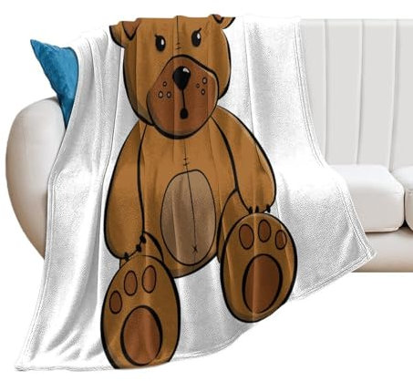 JZemdybill Flanelldecke, Teddybär-Überwurfdecke für Couch, Sofa, Bett, Büro, weich und bequem, ohne Knötchenbildung