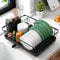 Kitsure Egouttoir Vaisselle Cuisine - Egoutoire Compact et Gain de Place, Seche Vaisselle en Acier Inoxydable avec Porte-Couverts, 29,0 x 38,1 x 12,7 cm, Noir