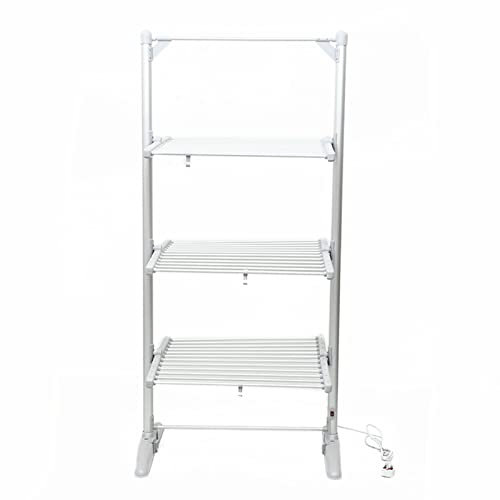 Calentador de toallas eléctrico,Rejilla de secado de ropa de piso de 3 niveles,Secadora de ropa plegable de aleación de aluminio con interruptor,Rejilla de secado con calefacción multifuncional