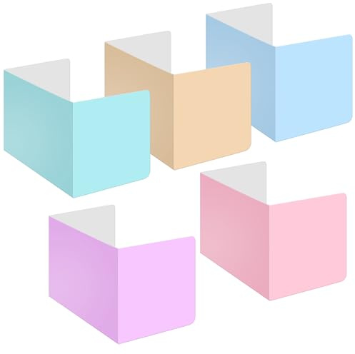 GOMETY 5 Stück Trennwand für Schreibtisch, 40×30×30cm Tragbarer Macaron-Farbe Sichtschutz Kabine Schule, Papier Faltbar Schreibtischteiler für Schule Büro Bibliothek Grundschule Lernbüro Mehrfarbig