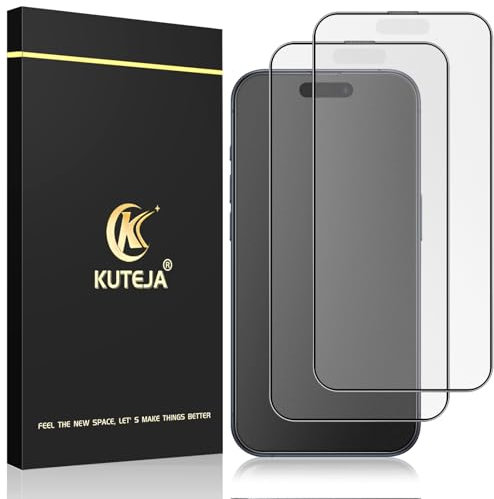 Kuteja Matt Panzer Schutz Glas für iPhone 15 Pro [2 Stück], 9H Härte Full Screen Matte Schutzfolie, Anti-Fingerabdruck, Blendschutz, Anti-Kratzen Gehärtetem Glas Displayschutzfolie