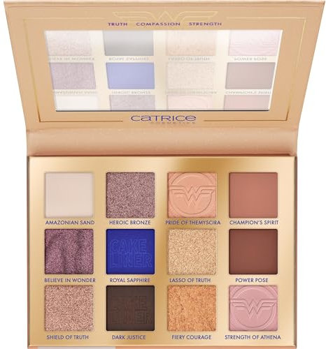 Catrice Wonder Woman Eyeshadow Palette, Lidschatten, Nr. 010, 12 Farben, hochpigmentiert, intensiv, schimmernd, farbintensiv, vegan, Nanopartikel frei, ohne Parabene, glutenfrei, 1er Pack (15.5g)