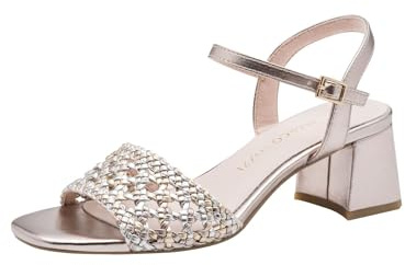 Marco Tozzi Damen Sandale weiches Feel Me Fußbett weiches Innenfutter Vegan Zeitlos, rosa (ROSE MET. COMB), 42 EU