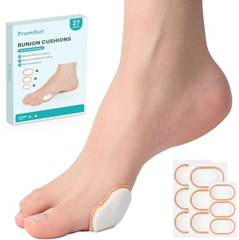 Foam Bunion Pads to Wear with Shoes - 27 ct Bunion Cushion - Moleskin Protect Feet for Men and Women - Stick Center (Multi-Size)
