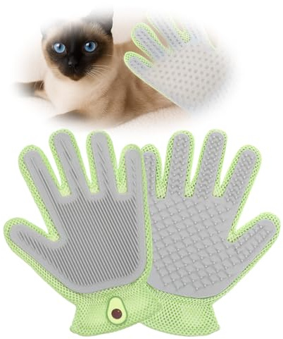 Gjinxi Pet Grooming Glove Dog Cat Grooming Glove Rubber Pet Mitt Two-in-one Soft Tips Double-Sided Deshedding Brush for Dogs Cats Horses Rabbits Gentle Hair Remover Massage Tool Five Finger Design