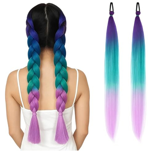 4 Stück Haare Zum Einflechten, Kunsthaar Zum Einflechten, Bunte Haarsträhnen Kinder, Festival Haare Für Party, Cosplay Und Alltag
