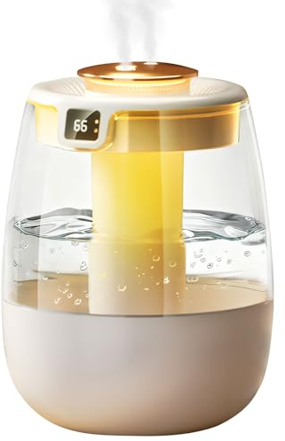 Luftbefeuchter Schlafzimmer, 1,3 L Leiser Platzsparender Ultraschall-Raumbefeuchter mit LED-Licht, Timer & Auto-Abschaltung, 3 Stufen Doppeldüsen Top-Fill Luftbefeuchter für Pflanzen heim Büro (Weiß)