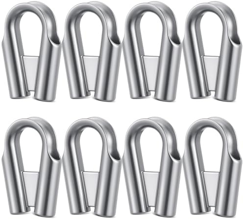 ElaraBerry 8 Pack 12mm 1/2 304 Stainless Steel Wire Rope Thimbles Collar with Gusset for 3/8 - 1/2 Wire or Winch Rope Tube Cable Thimble Heavy Duty for Industrial Rigging Marine (Silver)