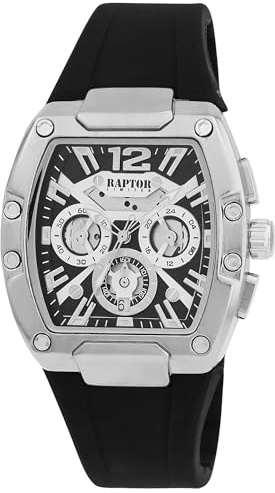 Raptor Damen Armbanduhr Analog in Schwarz, Gesamtlänge 23.5 cm, Silikonarmband – 5 ATM