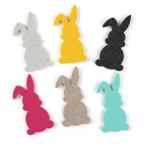 Miqio Filz-Osterhasen – 6er Set - Streudeko für den Ostertisch – Hasen aus Filz zum Dekorieren, Basteln & Verschenken – 6 Stück, bunt