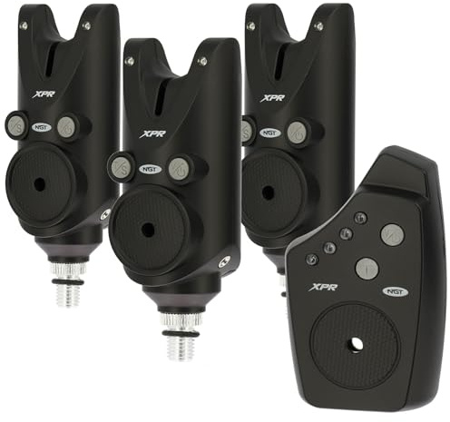 NGT XPR 3 Rod Wireless Bite Alarm Set with Receiver Adjustable Volume, Tone & Sensitivity, Colour LED Indicators, Rolling Code System, Water Resistant, Carp & Coarse Fishing Alarms with Storage Case