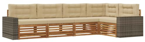 vidaXL Outdoor-Sofagarnitur 5 pcs Natur und Beige 331 x 172,5 x 73 cm, Patio Lounge, modernes Sofa für draußen, wetterfestes Gartenmöbel, bequemes Terrassen-Set