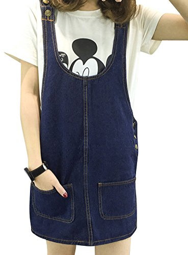 ZhuiKun Salopette Donna Jeans Overall Gonna Corta Blu Marino M