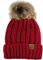 C.C Dicke Zopfstrickmütze mit flauschigem Kunstfell-Pom, Fleece-Futter, Totenkopf-Mütze, Manschette, Rot/Ausflug, einfarbig (Getaway Solids), Einheitsgröße
