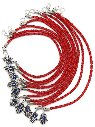 Zhichengbosi-Cordon rouge avec Main-de-Fatima de protection et « mauvais œil », lot de 10, 15, 25, 50 pièces, red, approx. 20 cm