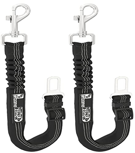 2 Pack Dog Seat Belt for Cars UK, Dog Car Harness, Heavy Duty, Double Layer, Elastic, Adjustable Safety Pet Seat Belt (Black).