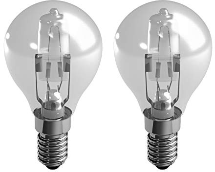 Duracell E14 28W Mini Globe Eco Halogen Dimmable Light Bulb, SES Small Edson Screw, Equivalent to 36W, 370 Lumens (2 Bulbs)
