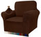 Granbest High Stretch Armchair Covers Super Soft Chair Covers for Living Room Jacquard Sofa Cover for Dogs Non Slip Chair Slipcover with Arms Furniture Protector (1 Seater, Chocolate)