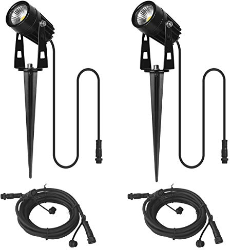 AIMHEIM 2er-Set Gartenleuchte Erweiterungsset Ohne Netzteil : Incl 2 Stücke 3W LED Gartenstrahler Verlängerungslampe ohne Stecker und 2 Stücke 3M Verlängerungskabel Gartenleuchten