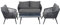 Azuma Teramo Garden Furniture Sofa Set String Seats Black Metal Frame Glass Table