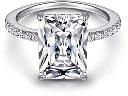 Luxuriöser Baguette Damenring aus 925 Sterling Silber in Weiß für Damen mit Stein I Ring mit Zirkonia Steinen und Profischliff I Schmuck in Juweliersqualität (52)