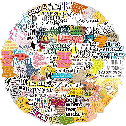 100PCS Inspirational Quotes Stickers, Waterproof Motivational Positive Laptop Stickers for Adults Kids Journal Scrapbooking Notebook Letter