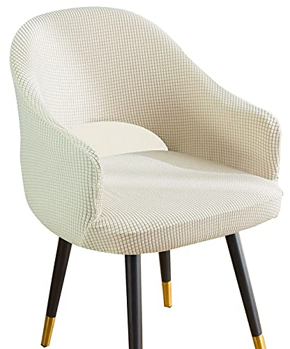 Stuhlbezug Mit Armlehne Bürostuhl Stuhlhussen 1/4/6er Set Grau/WeiB Stretch rund Rückenlehne Wasserdicht Stuhlabdeckung Hussen für Hotel Restaurant Dekor Cafe (Color : F, Size : 4PCS)