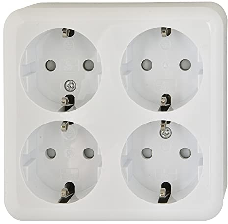 HEITECH AP Prise avec contact de protection 4 prises AC 250 V / 16 A VDE ce