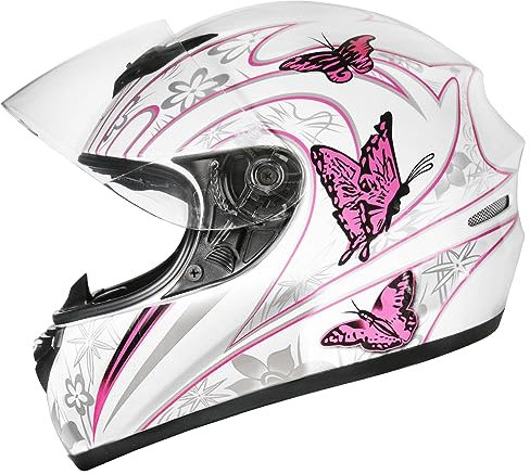Zorax ZOR-819 Papillon Rose XS (53-54cm) Casque de Moto Intégral Casque de Moto - Homologué ECE 2206