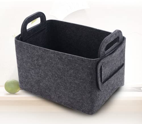 YYWL Holzkorb Kamin Filz Geflochten Deko Holzkorb Geflochten Eckig mit Henkel für Zeitungen und Spielzeug, Einkaufstasche,40x25x28cm