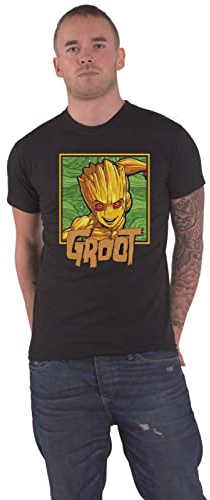 Marvel Guardians of The Galaxy T Shirt I am Groot Square Official Mens Black L