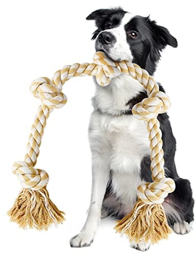 Vivifying Rope Dog Toy for Large Dogs, XL Indestructible, 35 Inch Strong knotted Dog Interactive Rope Chew Toy for Aggressive Chewers